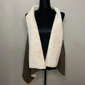 JouJou Brown and Cream‎ Faux Shearling Vest